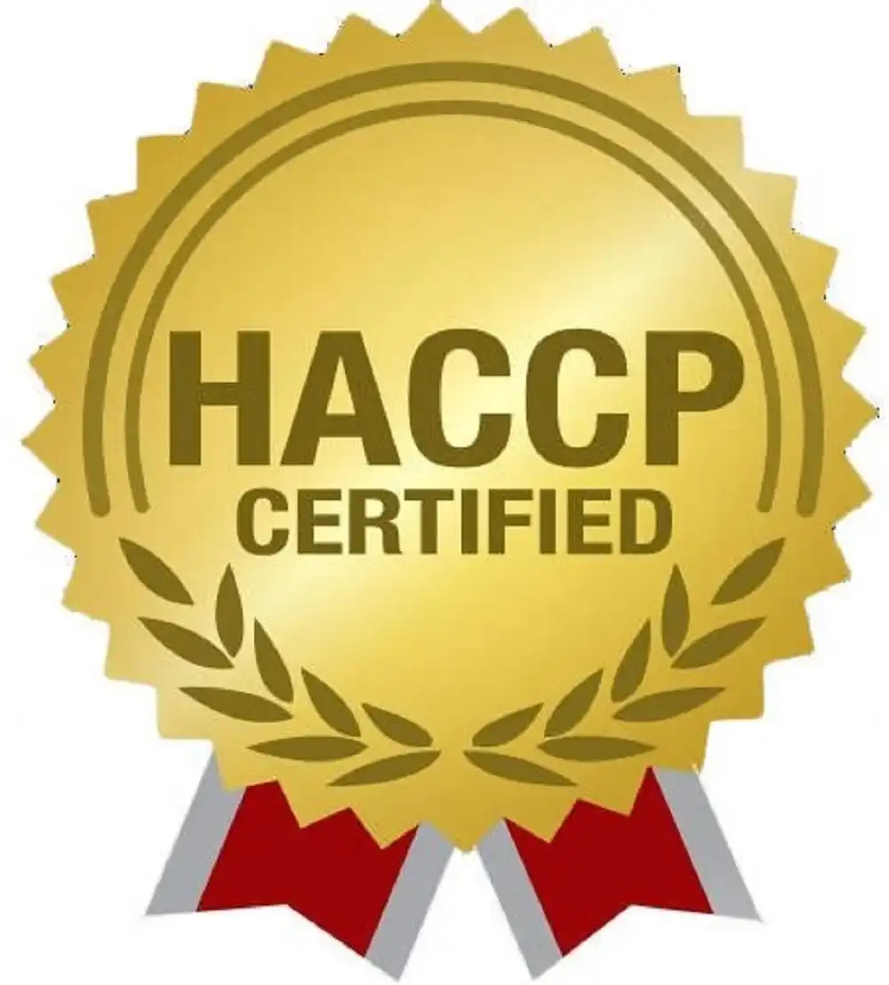 HACCP Certified: International food safety and hygiene compliance standards.